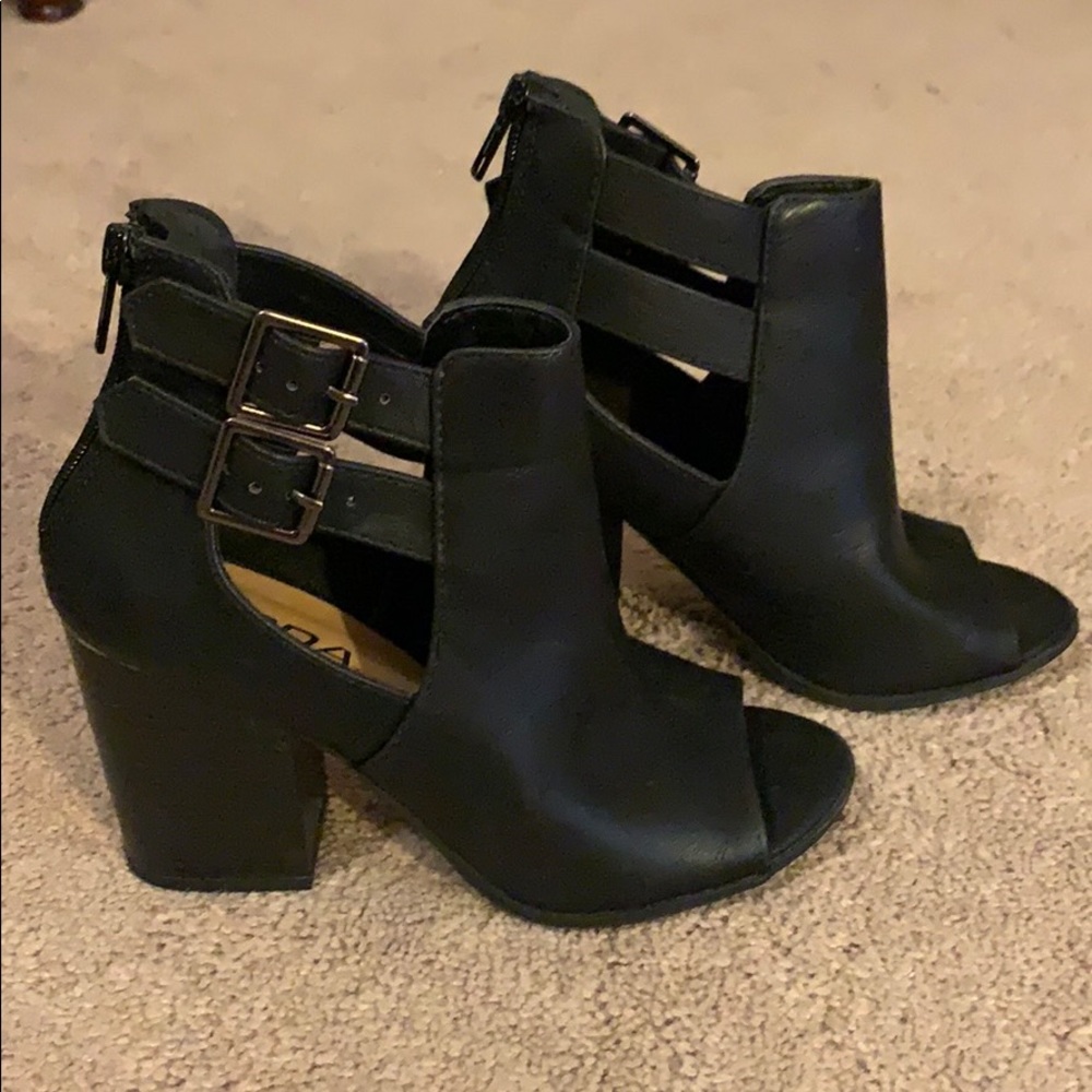 Black peep toe booties